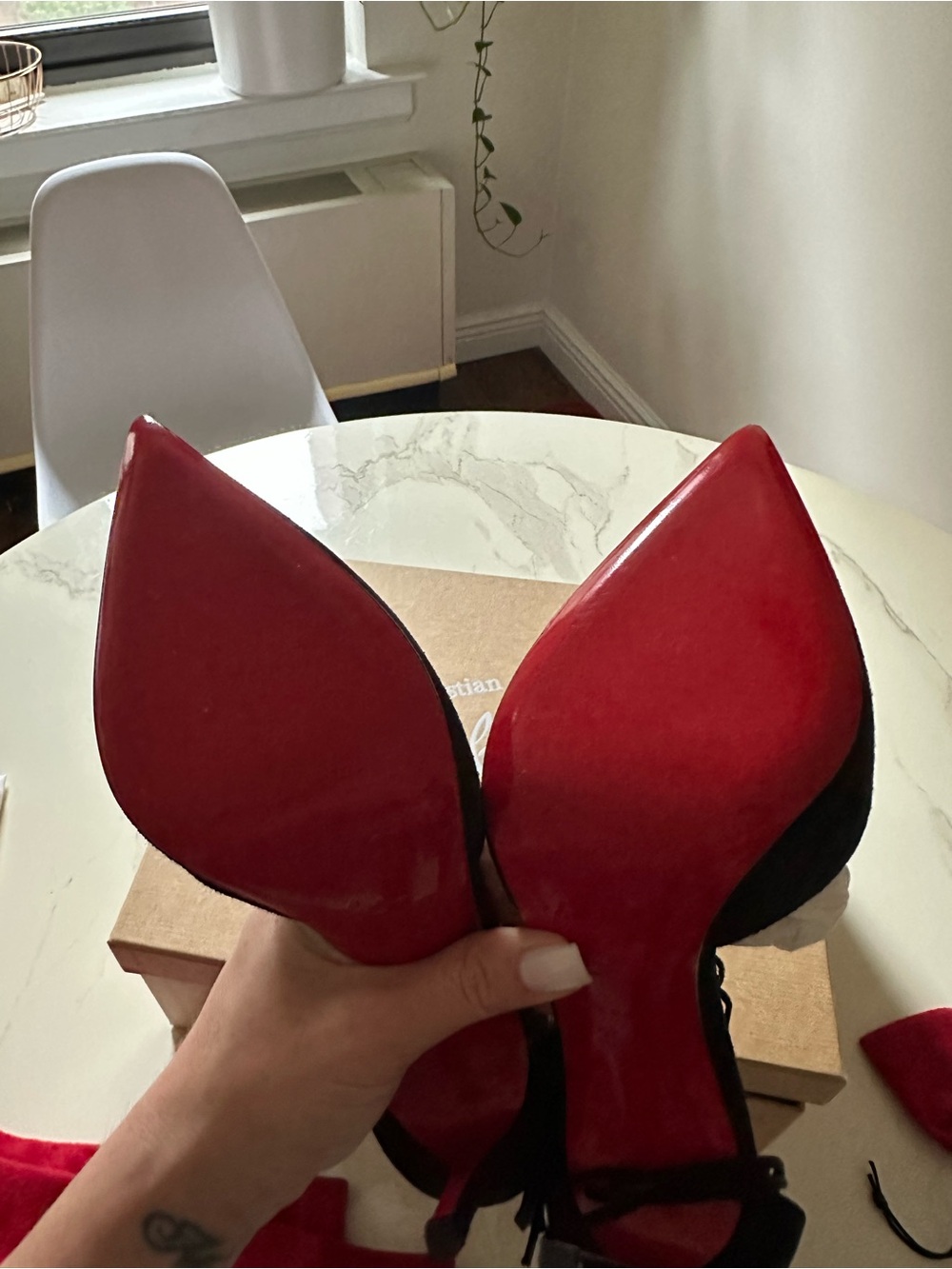 Christian Louboutin Black Suede Fringe Pointed Toe Stiletto Heels - Picture 7 of 12